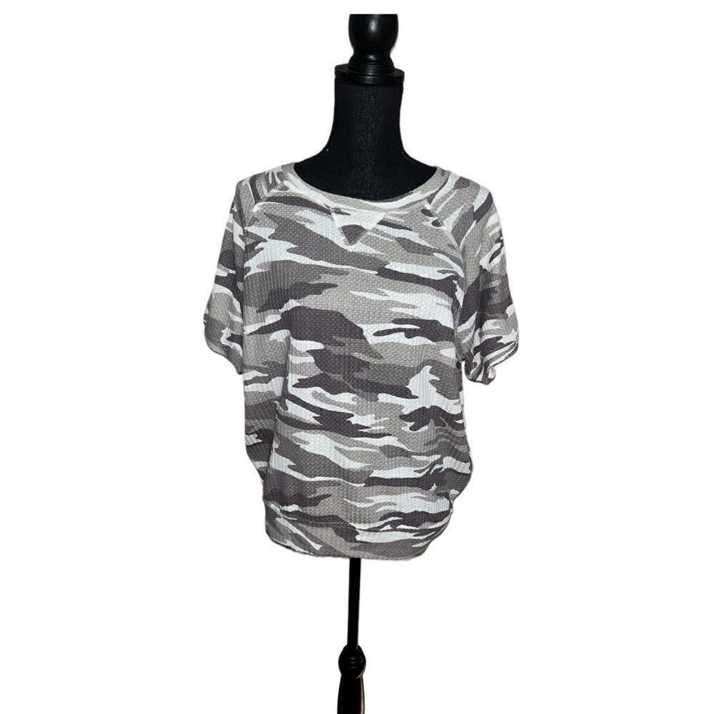 Sweet Romeo Camo Waffle Knit Optic White top